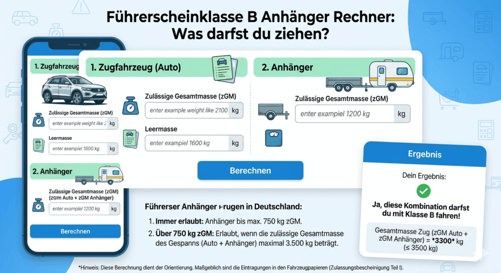 Führerscheinklasse B Anhänger Rechner: