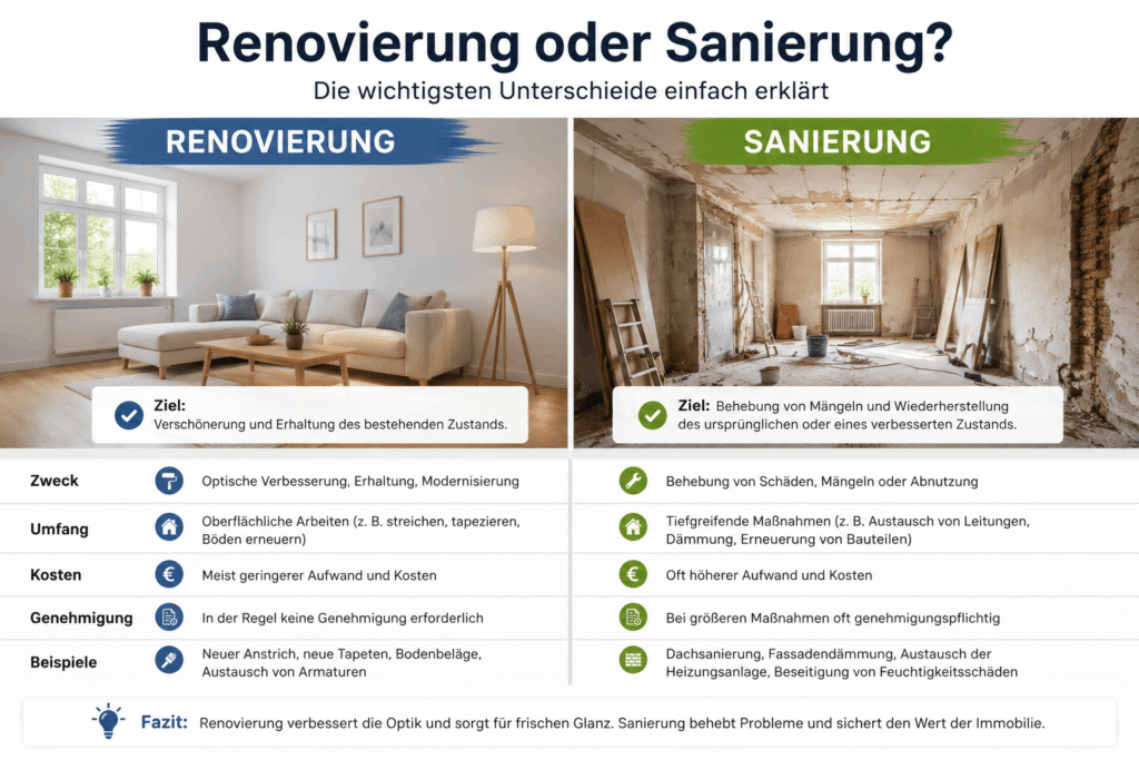 
Renovierung vs. Sanierung