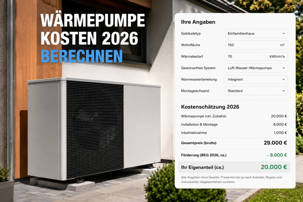 Wärmepumpe Kosten 2026 berechnen 
