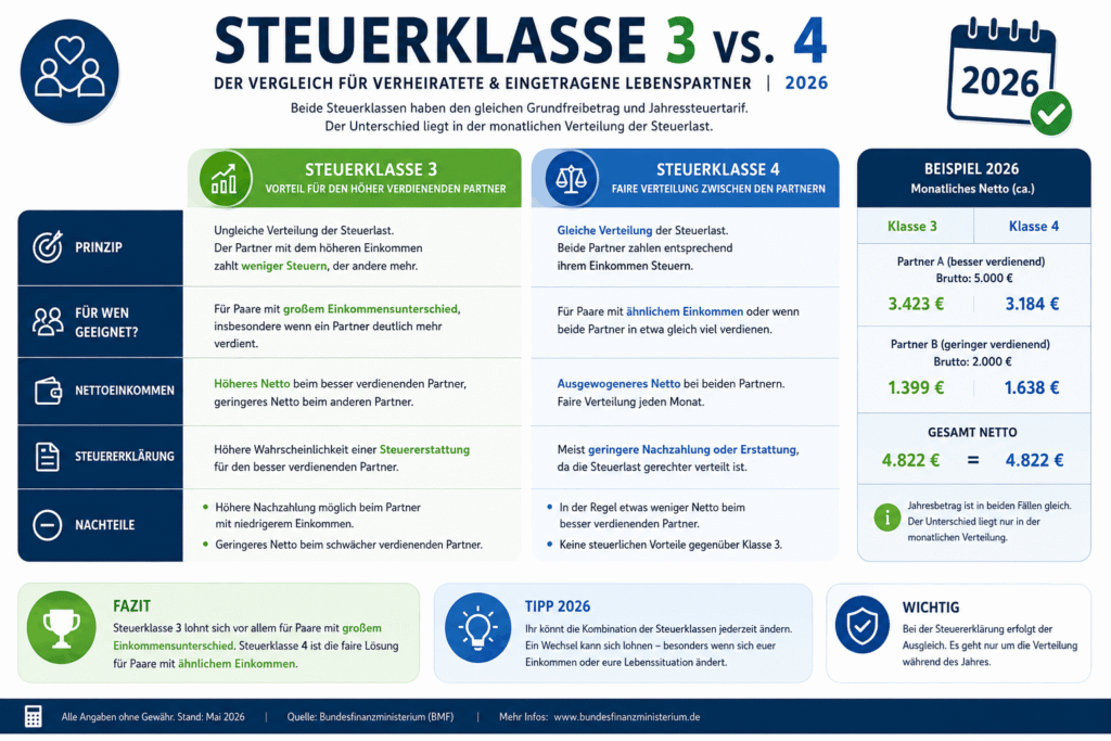  Steuerklasse 3 vs 4 Vergleich Infografik 2026