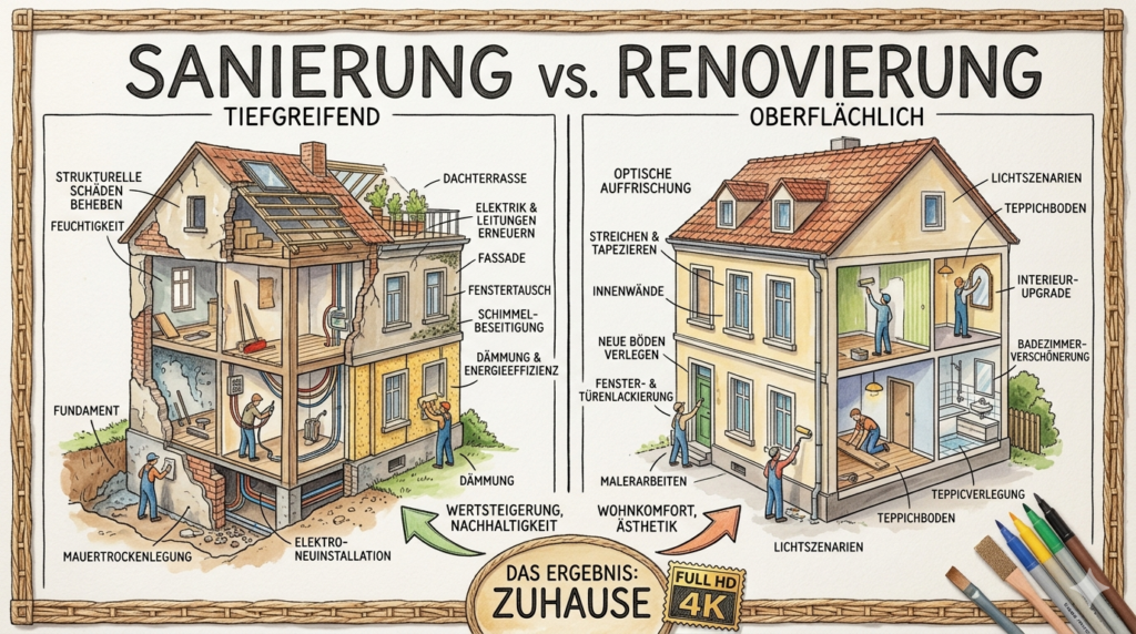 Sanierung vs. Renovierung