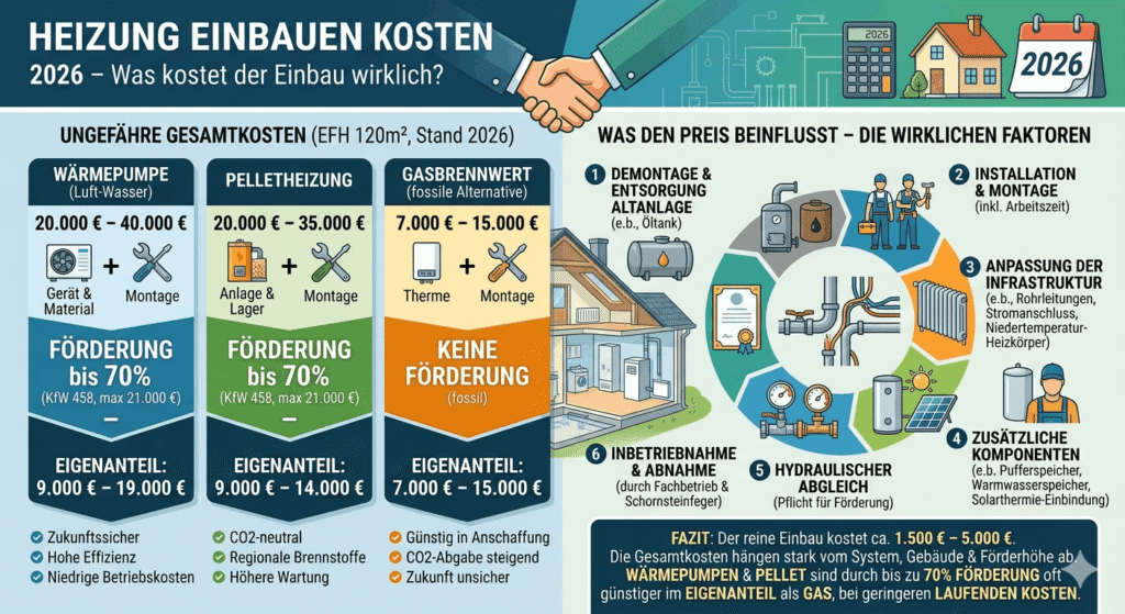 Heizung einbauen Kosten 2026 
