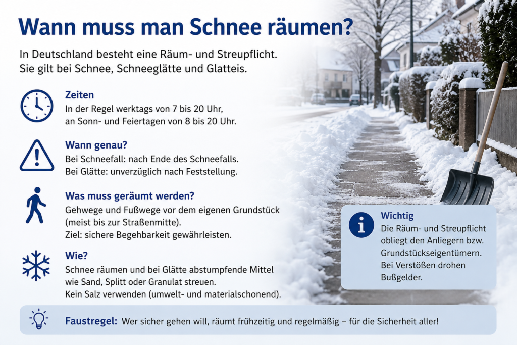 Wann muss man Schnee räumen?