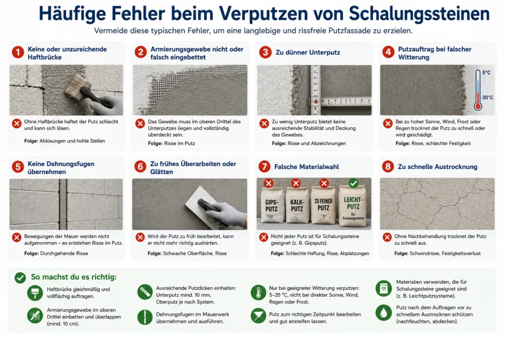 Häufige Fehler beim Verputzen von Schalungssteinen