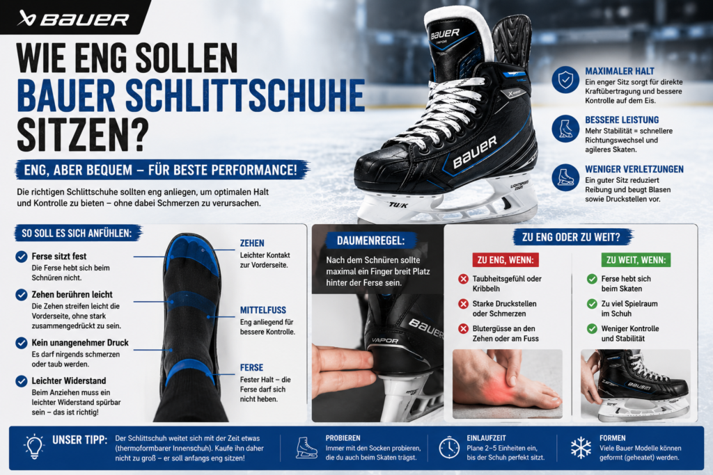 Wie eng sollen Bauer Schlittschuhe sitzen?