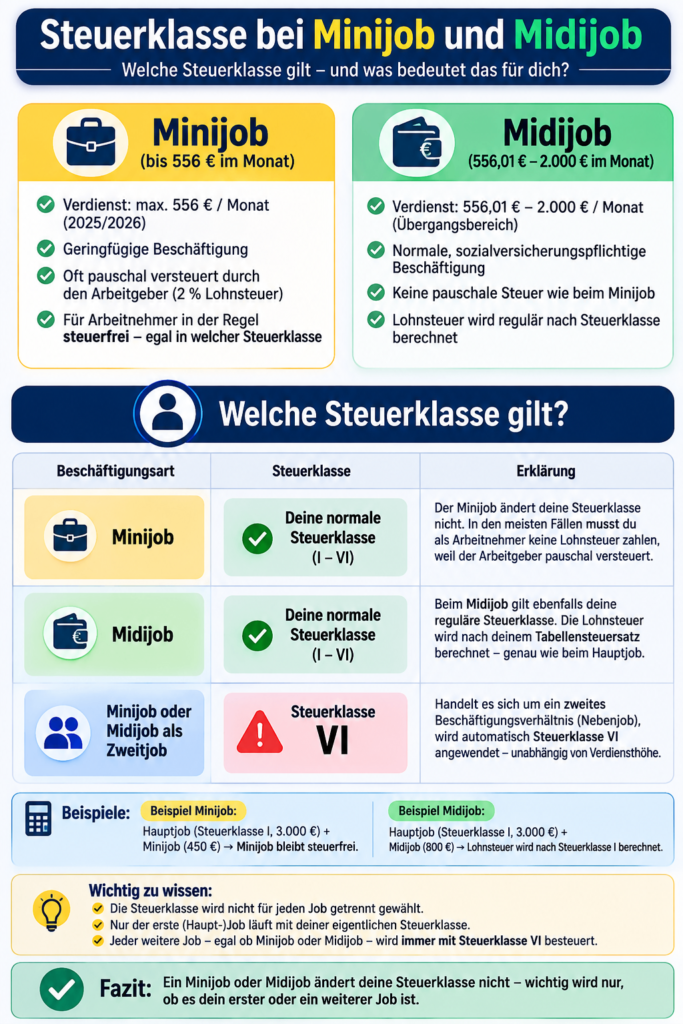 Steuerklasse bei Minijob und Midijob