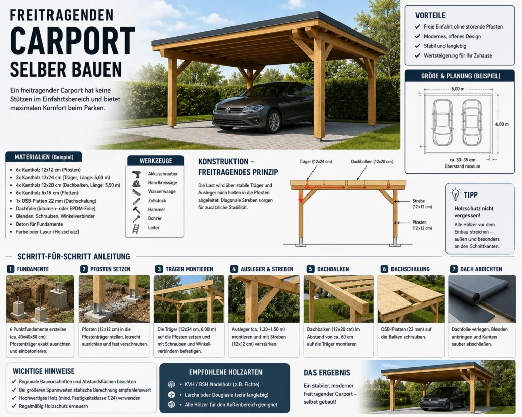 Freitragenden Carport selber bauen 
