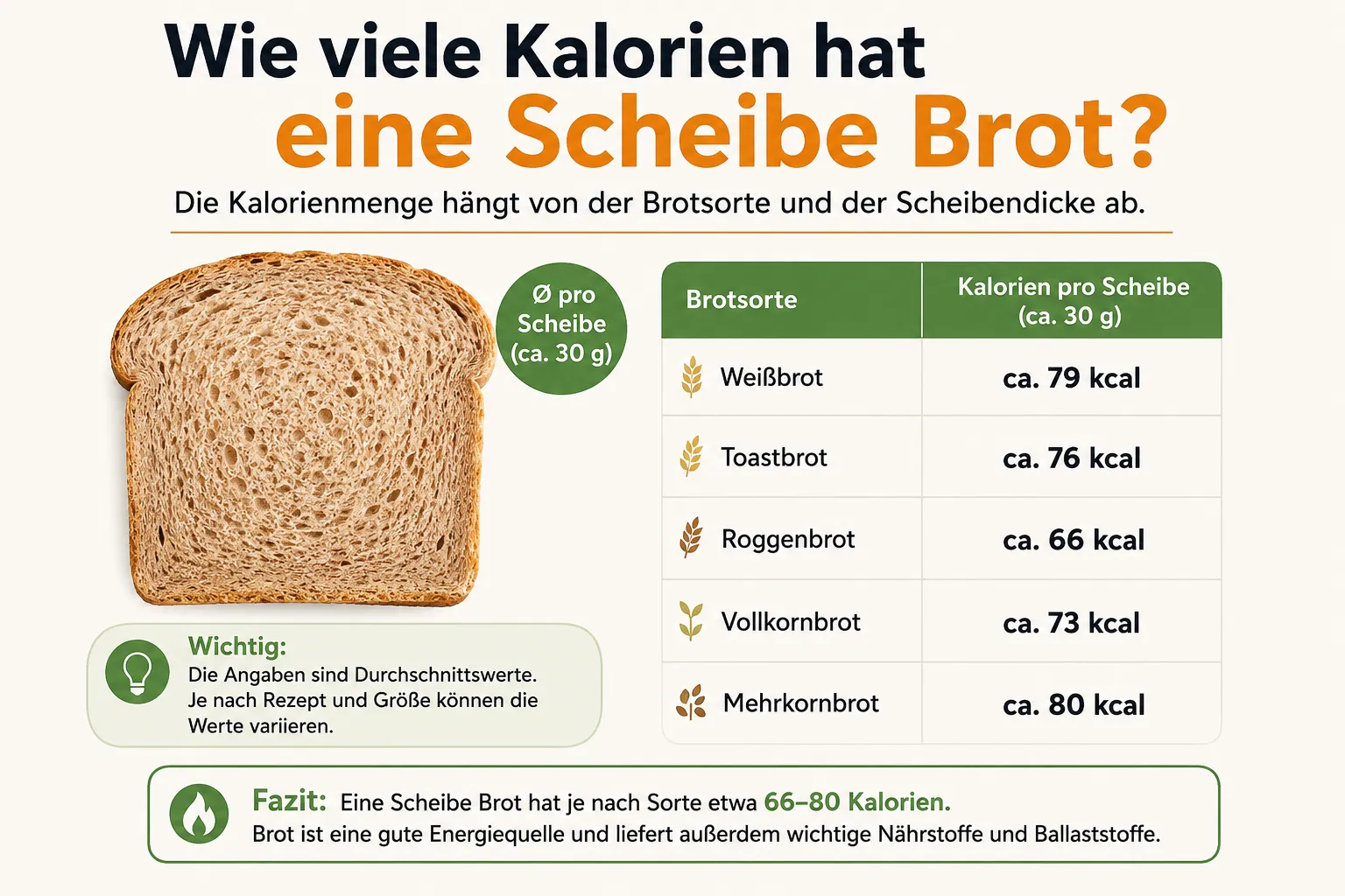 Wie viele Kalorien hat eine Scheibe Brot