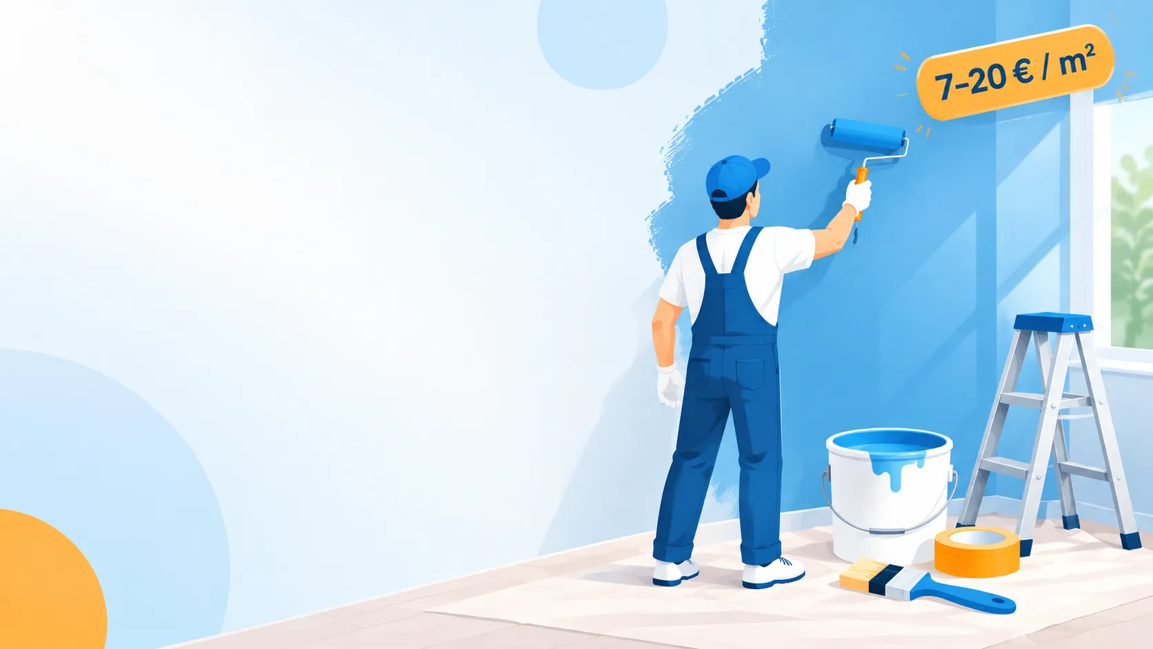 Malerarbeiten Kosten pro m² – Maler streicht eine Wand