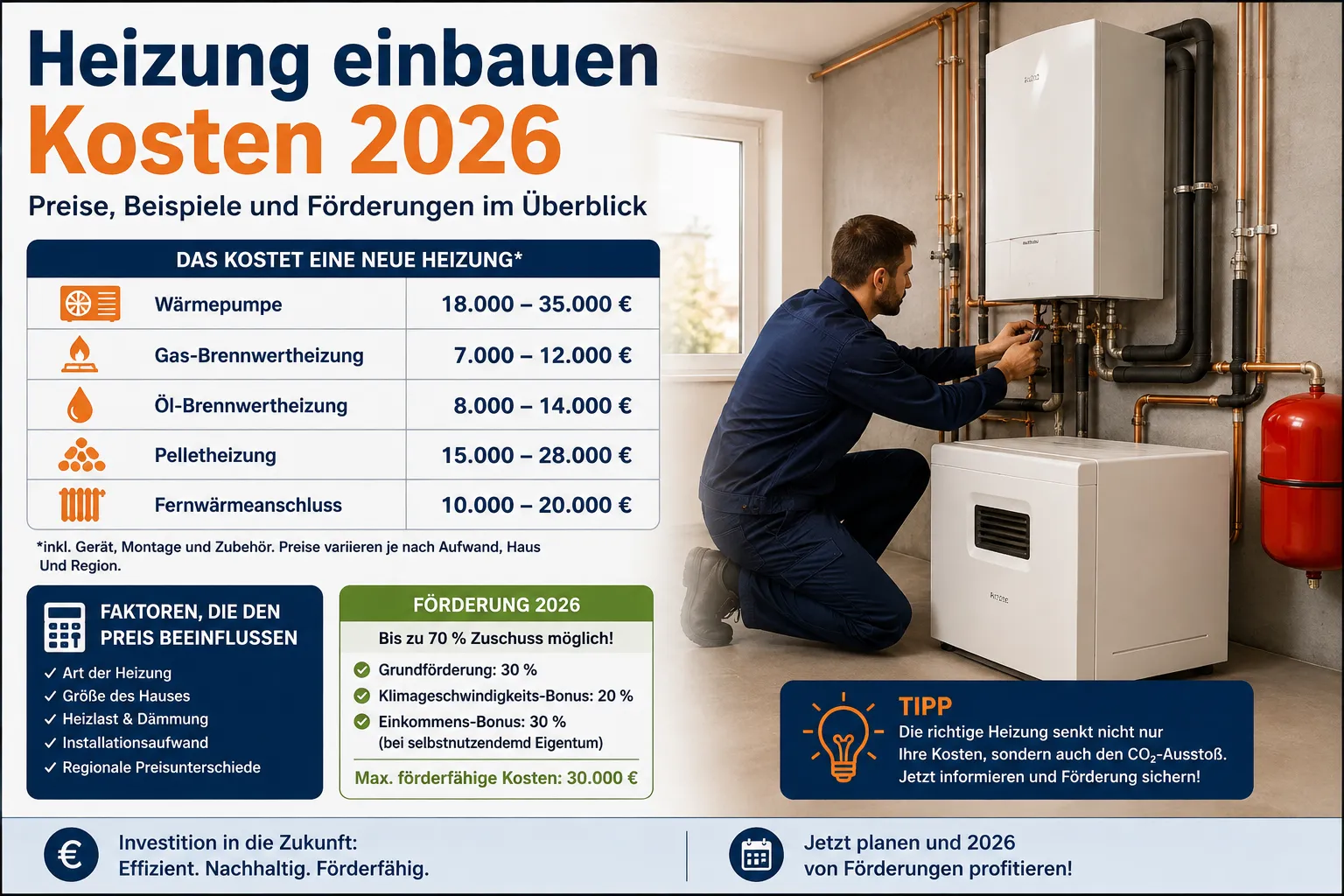 Heizung einbauen Kosten