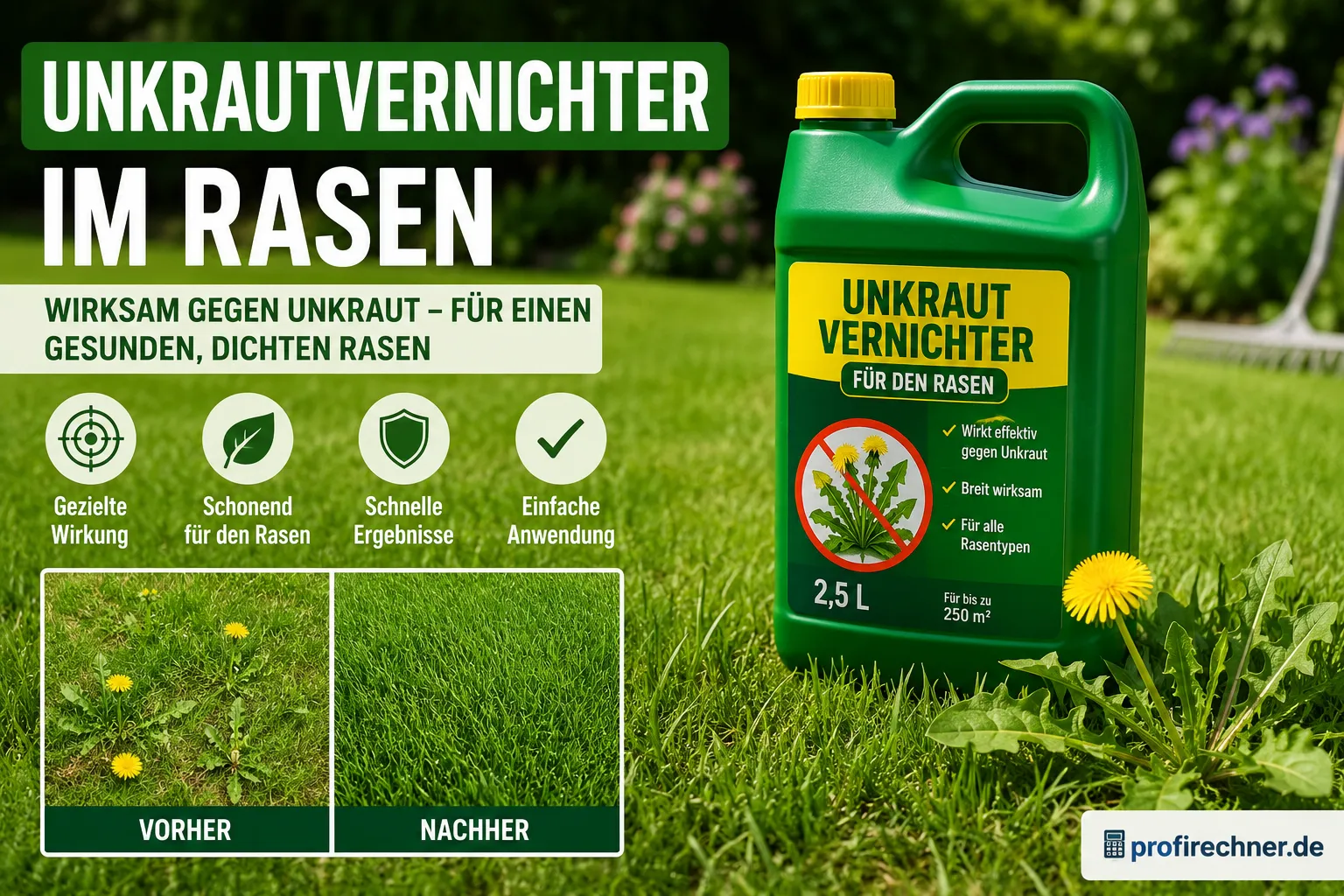 Unkrautvernichter im Rasen